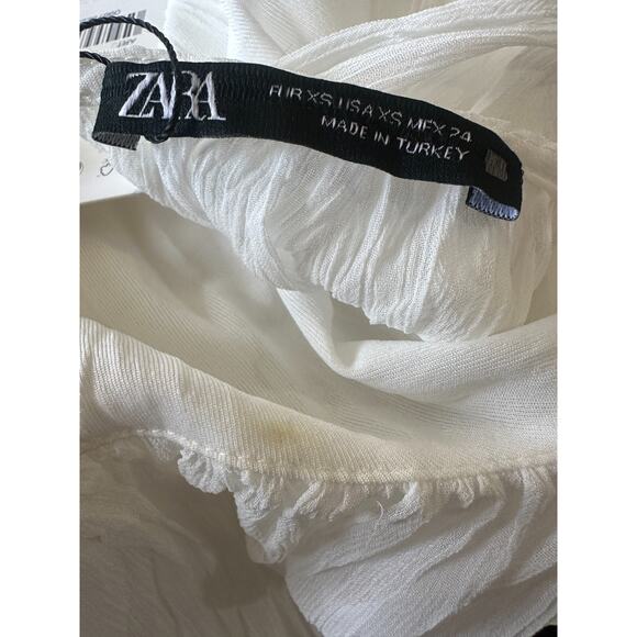 NWT ZARA Pleated Chiffon Maxi Dress Side Cutout Detail in White Women's Size XS - Picture 13 of 16
